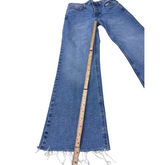 MNG Sienna Womens Wide-Leg Frayed Hem Blue Denim Jeans EUR 36 USA 4 - Picture 7 of 11